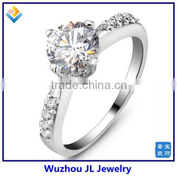 925 Sterling Silver CZ Diamond Stone Wedding Ring