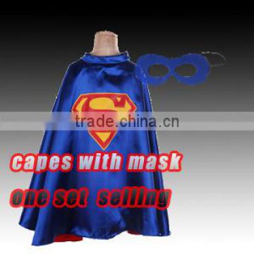 2016 Fashion Superhero cape with masks,Wholesale children 100% sateen capes with lining kids party costume cloak                        
                                                Quality Choice