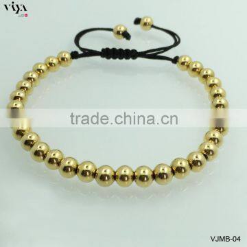 New Macrame Bracelet, Golden Plated Bead Stretch Bracelets