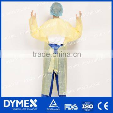 AAMI Level 3 Yellow Over Head Nonwoven Surgical Isolation Gown Disposable Nonwoven gowns