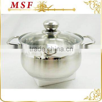 mirror polished inside and satin polished outside stainless steel casserole belly shape