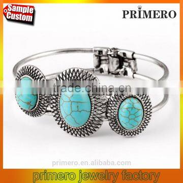 New Hot Vintage style Tibetan Silver Round turquoise bracelet alloy bangle jewelry