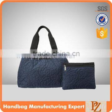 J113 nylon fabric with embroidery follow fashion 2 in 1 handbag