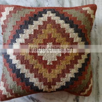 Kilim Cushion Cover Jute Ethnic Pillow Boho Hand Woven Shams Hippie Indian Throw