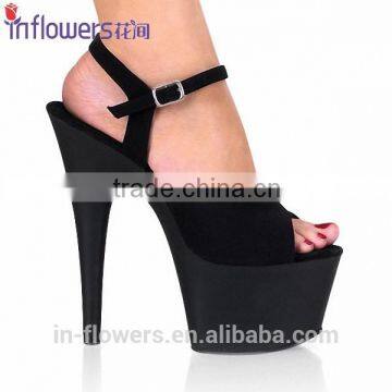 Sexy black ankle strap stiletto heel sandal shoes