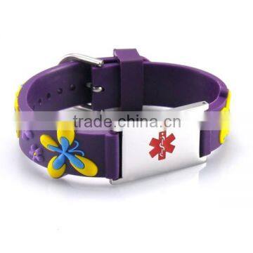 alert kids bracelet custom kids metal charm silicone bracelet