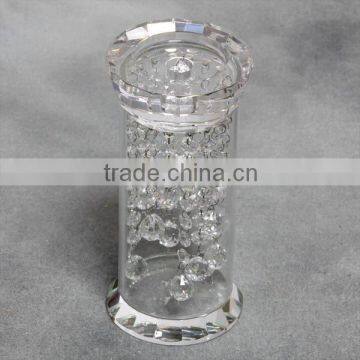 elegant crystal candle holder with hanging crystals for wedding decoration