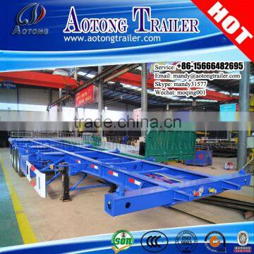 AOTONG Low Price 40FT 3 Axle Skeleton Semi Trailer , 40FT Container Chassis Trailer