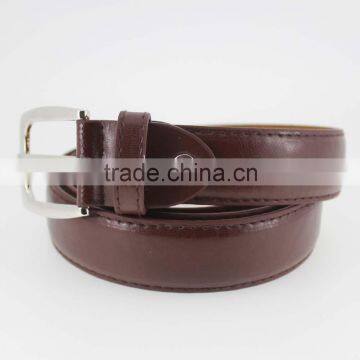 Sample Style Thin Brown pu Leather Man Belt for Jeans With Shiny Silver Metal Square Accessories in YiWu photo-5