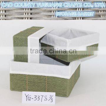 Set 3 paper string woven shallow storage basket for food