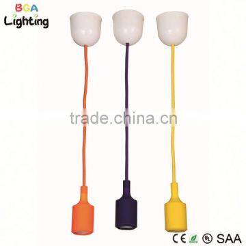 E27 Socket Silicone Ceiling Lighting Parts With Colored Fabric Wire