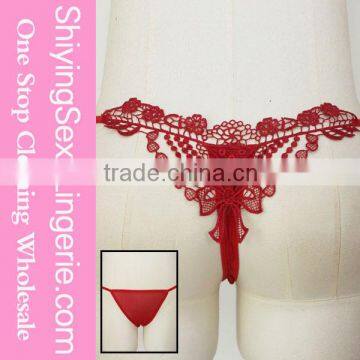 Hot Sale Wholesale Red Embroidered & Beaded Lady Knicker Micro G String
