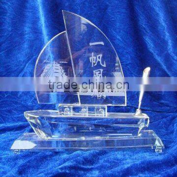 crystal decorative sail boat ,crystal model