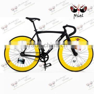 new arrival !cool black and elegant yellow 700c single speed cheap fixed gear bike for sale