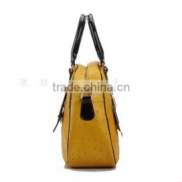 S494-B2545 Luxury Ostrich Cow Leather Bag With Patent Leather Lady Handbags for Wholesale photo-3