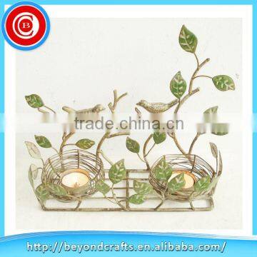Pastoral style tree branch love bird cheep decoration metal candle stand                        
                                                Quality Choice