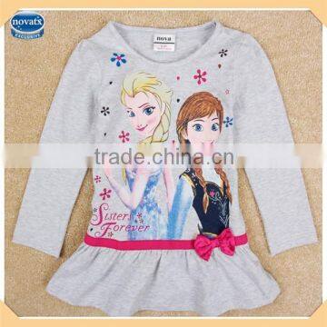 (F5168) grey 18M-6Y 2014 new arrival children frozen tops little girl long sleeve t shirt baby girls blouse design