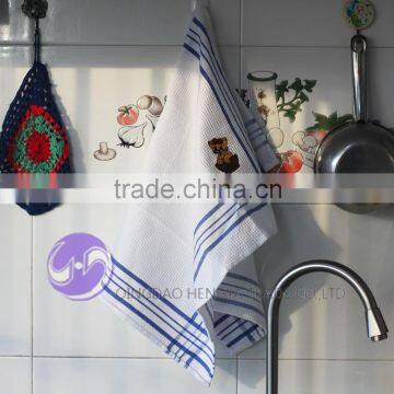 Embroidered White Cotton Waffle Weave Kitchen Towels photo-2