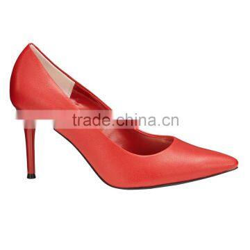 2016 High Fashion Pointed Toe High Heel Classic Ladies Breatheable PU Lining Comfortable RED Sheep Skin Pump Shoes