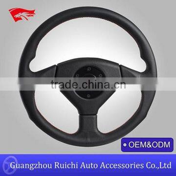 2015 hotsale 360mm classic racing style genuine leather steering wheel with free horn button