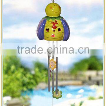 ceramic bee shape wind chime with garden solar powered led lights
