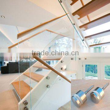 stair glass railings side mount fence with wood handrail