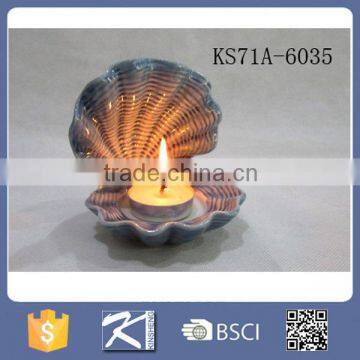 Seashell shaped ceramic porcelain tealight candle holder