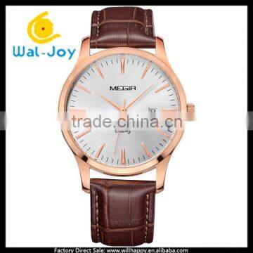 WJ-5526 simplest design complete calendar high quality quartz Megir sapphire men watch