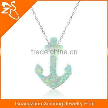 925 silver fashion necklace with anchorshaped opal pendant necklace