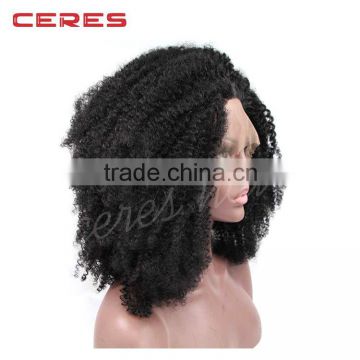 short afro kinky curly full lace human hair wig 180% density brazilian virgin kinky curly wig for sale