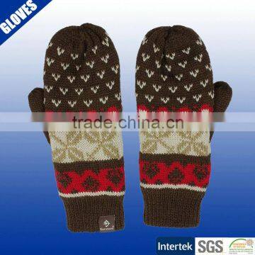 2016 New jacquard design hot sale knit gloves mittens