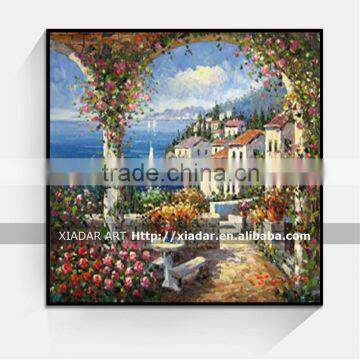 Palette knife mediterranean landscape canvas painting