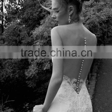 AR01 Long Train Sexy See Through Mermaid Wedding Dress Custom Made