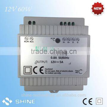 12v 60w din rail power supply with ce&rohs from shenzhen factory