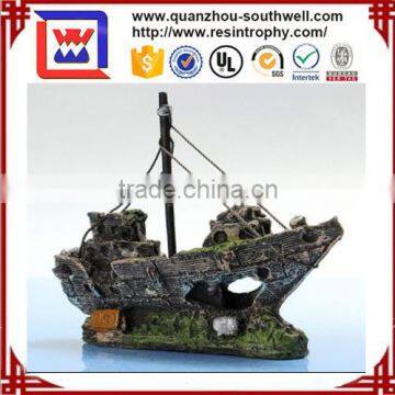 Aquarium Ornament Wreck Sailing Boat Sunk Ship Destroyer Fish Tank Decor Resin