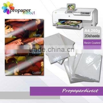 Premium waterproof 260g rc luster photo paper