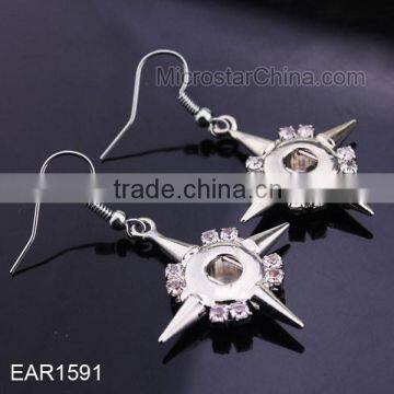 Copper Base Dangle DIY Rhinestone Button Earring photo-5