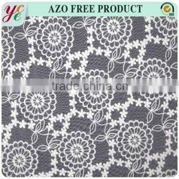 Fashin Design 20% Polyester 80% Cotton White Embroidery Fanric for Wedding Dress