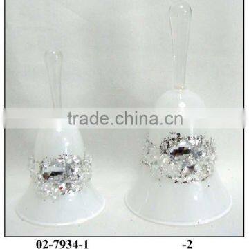 Decorative White Hanging Glass Bell with Diamonds and Clear Top