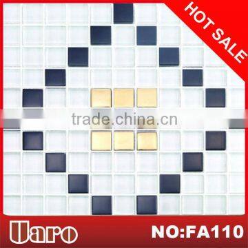 Special design crystal glass mix metal interior or exterior wall decor mosaic tile