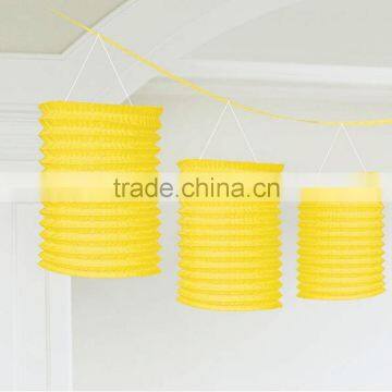 Yellow Cylinder Shape Accordion Paper Lantern hanging paper lantern for party favor