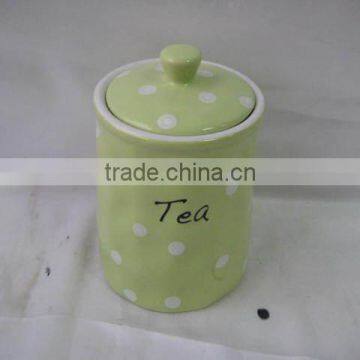 Ceramic Tea Jar in Dots Design