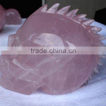 Indian Style Rose Quartz Crystal Skull Natural Rock Crystal Skull Halloween Gift photo-3