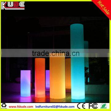 Rechargeable battery LED round column floor standing lamp for wedding event