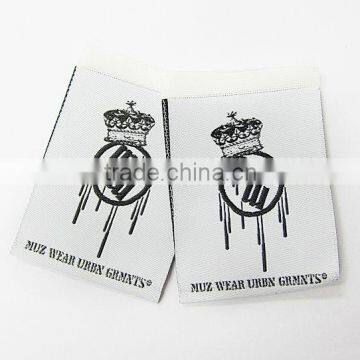 White Ground with Black Logo Label Center Fold Taffeta Care Label