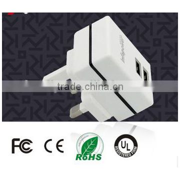 2 USB multi port wall charger adapter