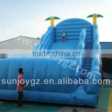 2014 new design bule wave inflatable water slide