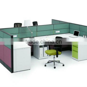 2012 Modern style OEM T8# steel frame screen Office Partition office workstation with steel fixed 3-drawer pedestals