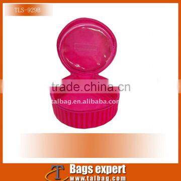 pink stripe round cosmetic cased with handle