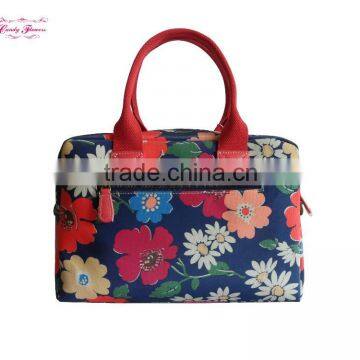 Painting Flowers Pattern Canvas Leather Classical Handbag photo-3